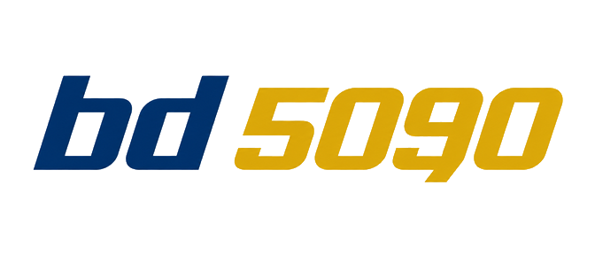 bd 5090 logo in black and gold
